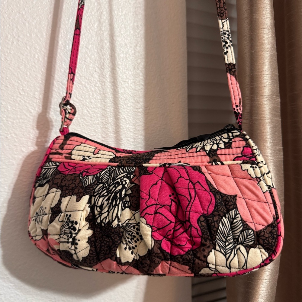 Vera Bradley Floral Pink and Brown Quilted Shoulder Bag NWOT